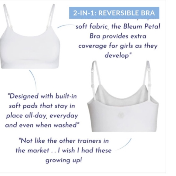 BLEUM PETAL PADDED BRA White Size 12 NWT New Bleuet Girl Tag free comfort - Picture 4 of 5